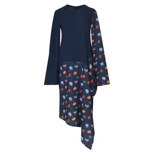 Asymmetric Blues Dress - BOO PALA LONDON