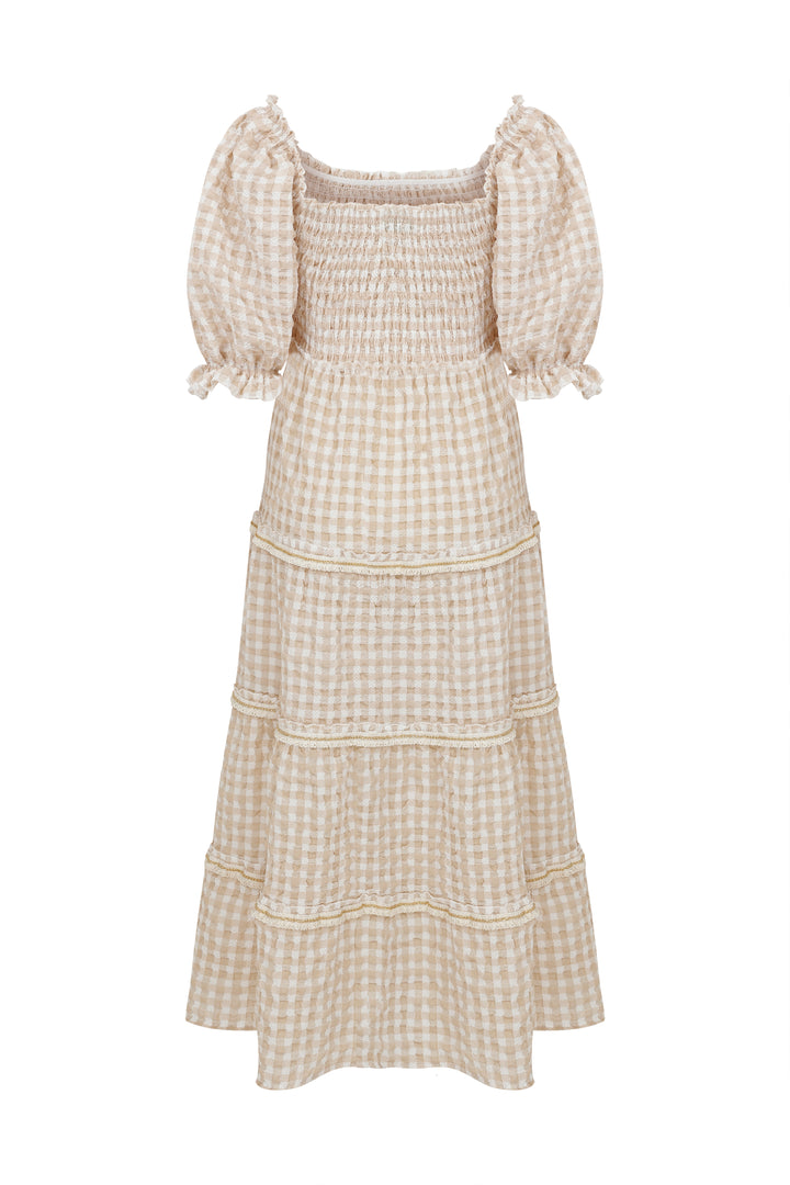 Yua Dress - Beige by Boo Pala London, view 2