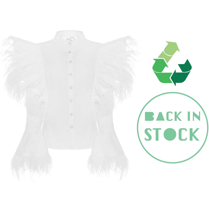 Emi Feathers Shirt by Boo Pala London, view 2